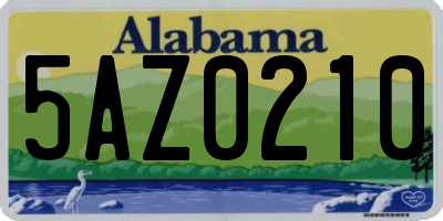 AL license plate 5AZ0210