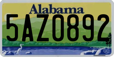 AL license plate 5AZ0892