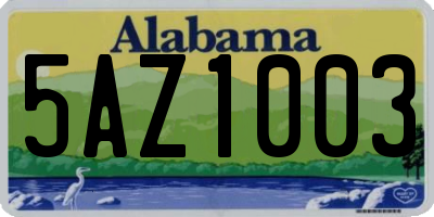 AL license plate 5AZ1003