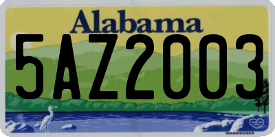 AL license plate 5AZ2003