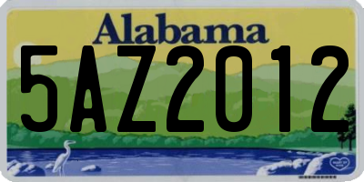 AL license plate 5AZ2012