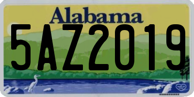 AL license plate 5AZ2019