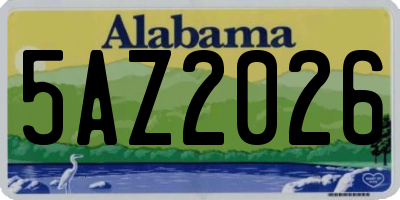 AL license plate 5AZ2026