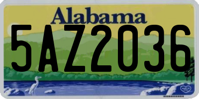 AL license plate 5AZ2036