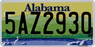 AL license plate 5AZ2930