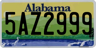 AL license plate 5AZ2999