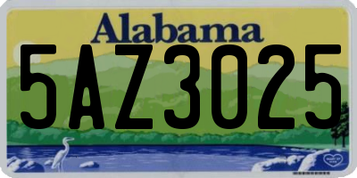AL license plate 5AZ3025