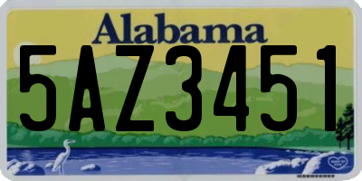 AL license plate 5AZ3451