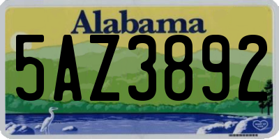 AL license plate 5AZ3892