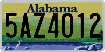 AL license plate 5AZ4012