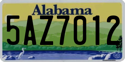 AL license plate 5AZ7012