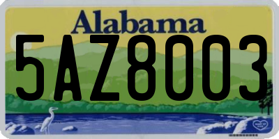 AL license plate 5AZ8003