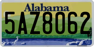 AL license plate 5AZ8062