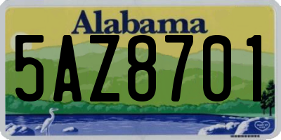 AL license plate 5AZ8701
