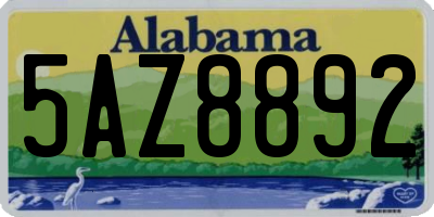 AL license plate 5AZ8892