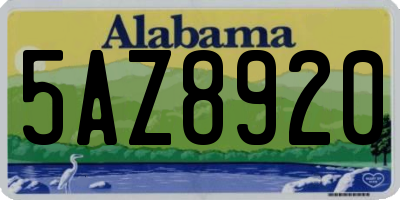 AL license plate 5AZ8920
