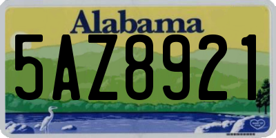 AL license plate 5AZ8921