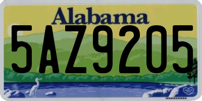 AL license plate 5AZ9205