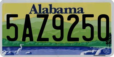 AL license plate 5AZ9250