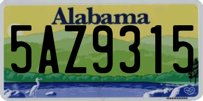 AL license plate 5AZ9315