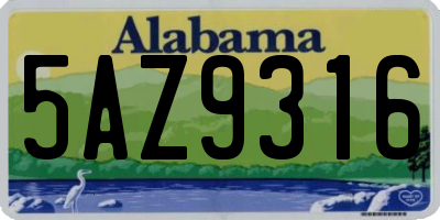 AL license plate 5AZ9316