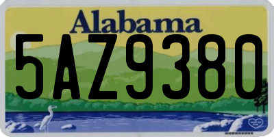 AL license plate 5AZ9380