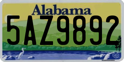 AL license plate 5AZ9892