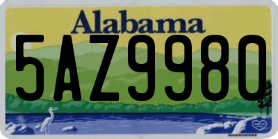 AL license plate 5AZ9980