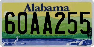 AL license plate 60AA255