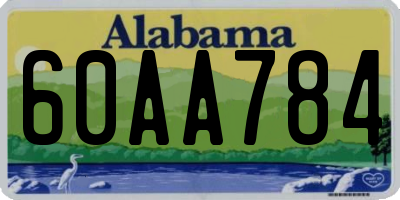 AL license plate 60AA784