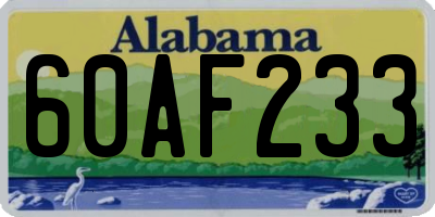 AL license plate 60AF233
