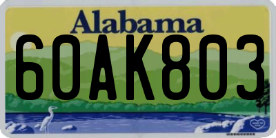 AL license plate 60AK803