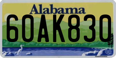 AL license plate 60AK830