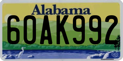 AL license plate 60AK992