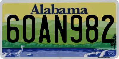 AL license plate 60AN982