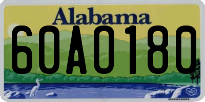 AL license plate 60AO180