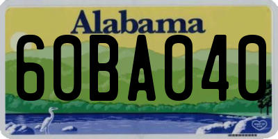 AL license plate 60BA040