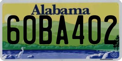 AL license plate 60BA402