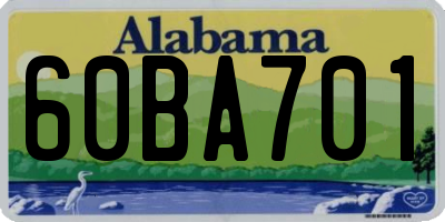 AL license plate 60BA701