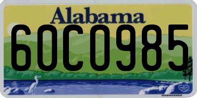 AL license plate 60CO985