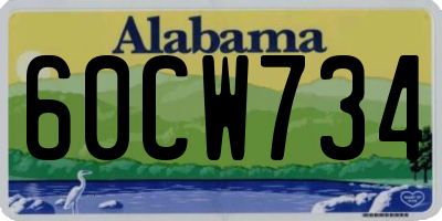 AL license plate 60CW734