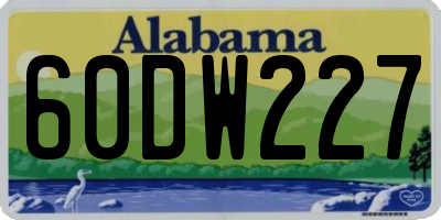 AL license plate 60DW227