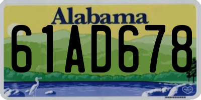 AL license plate 61AD678