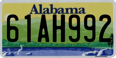 AL license plate 61AH992