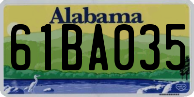 AL license plate 61BA035
