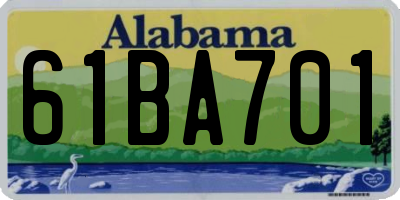 AL license plate 61BA701