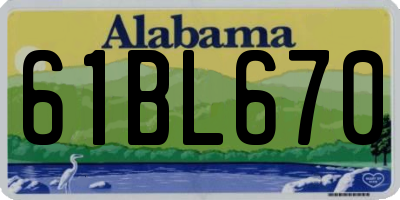 AL license plate 61BL670