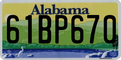 AL license plate 61BP670