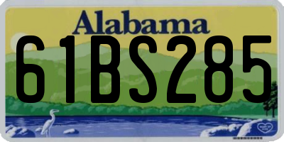 AL license plate 61BS285