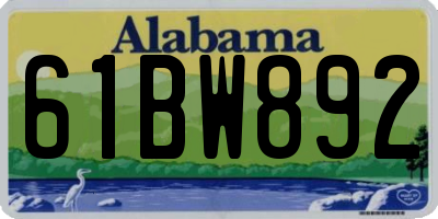 AL license plate 61BW892